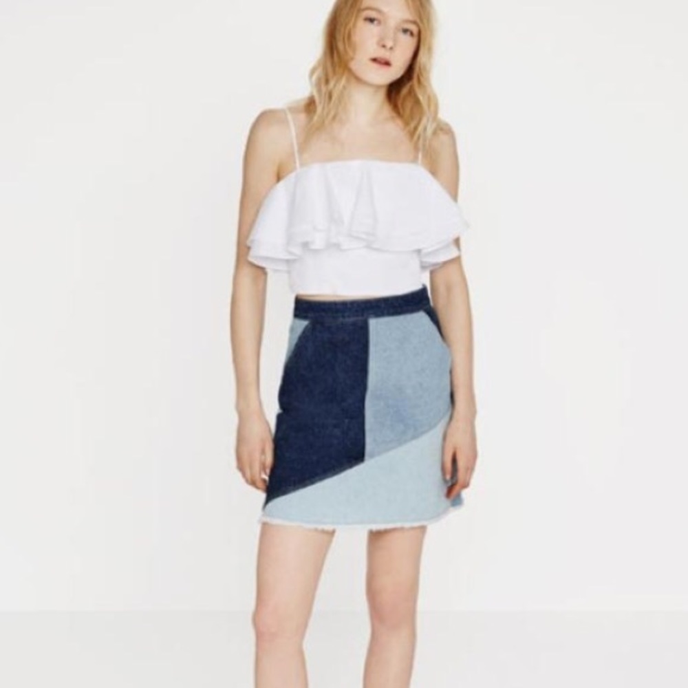 Zara Denim Patchwork Skirt